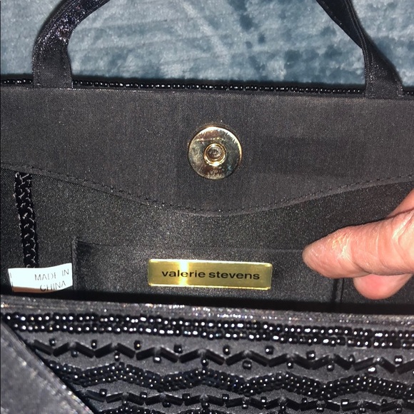 Valerie Steven’s black satin/beaded evening purse - Picture 4 of 5